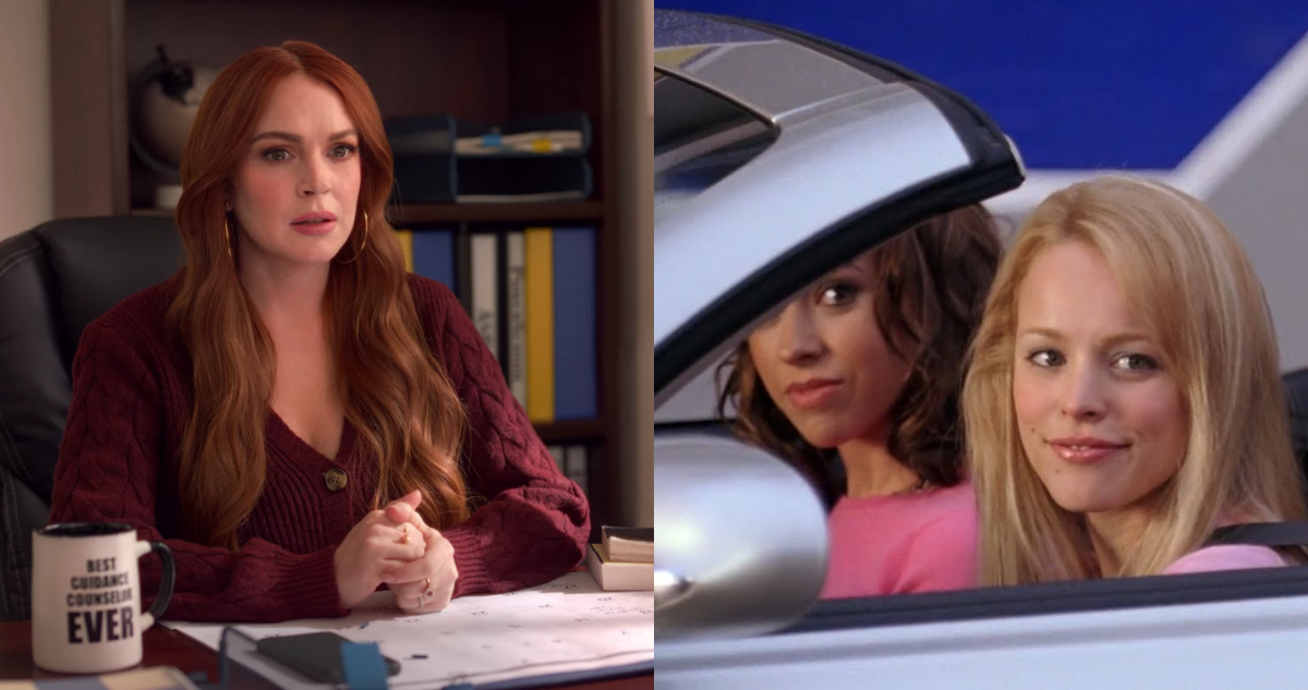 Lindsay Lohan como Cady Heron en reencuentro de Chicas Pesadas y escena de la película original