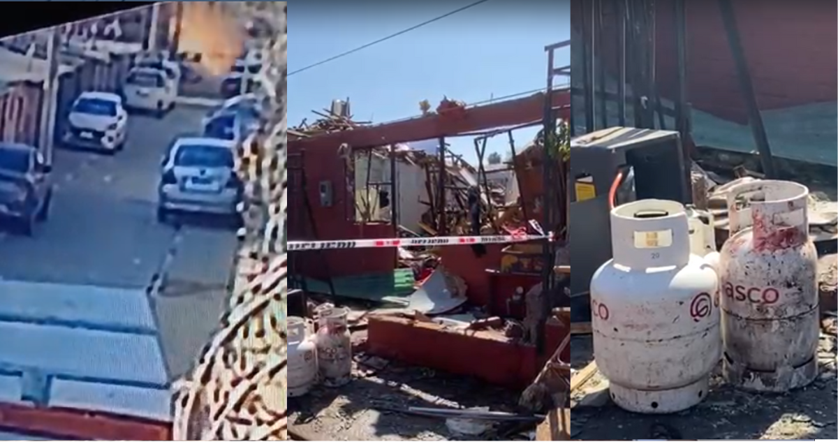 Momento de la explosión e imágenes de la vivienda principal complemente destruida. Afuera del domicilio se aprecian dos cilindros de gas, que se presume generaron la emergencia.