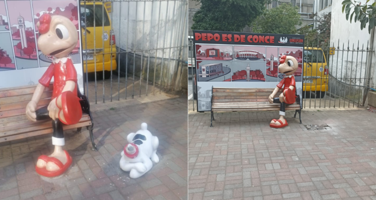 Desconocidos decapitan estatua de Washington, fiel perro de Condorito, en Concepción