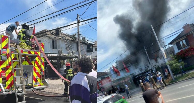 Incendio frente al Estadio Nacional afecta a 2 inmuebles en Ñuñoa: no se registraron lesionados