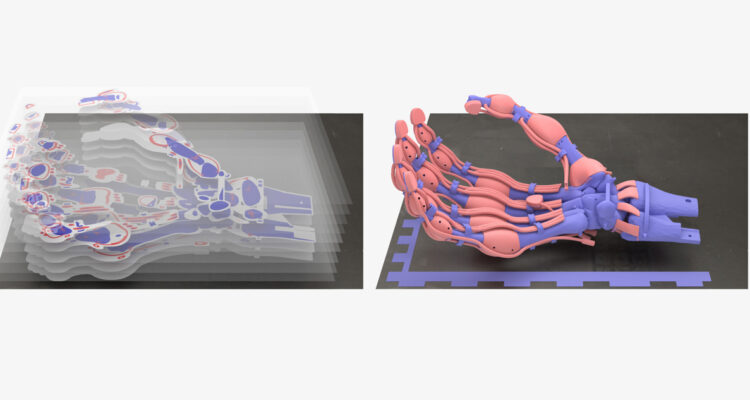 Mano robótica blanda impresa.