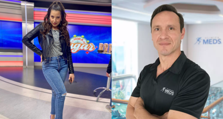 María José Quintanilla en ‘La Hora de Jugar’ (izquierda) y Eduardo Carrasco su marido (derecha)