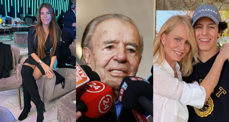 Zulemita Menem (izquierda); Carlos Menem (centro) y Máximo Menem Bolocco (derecha)