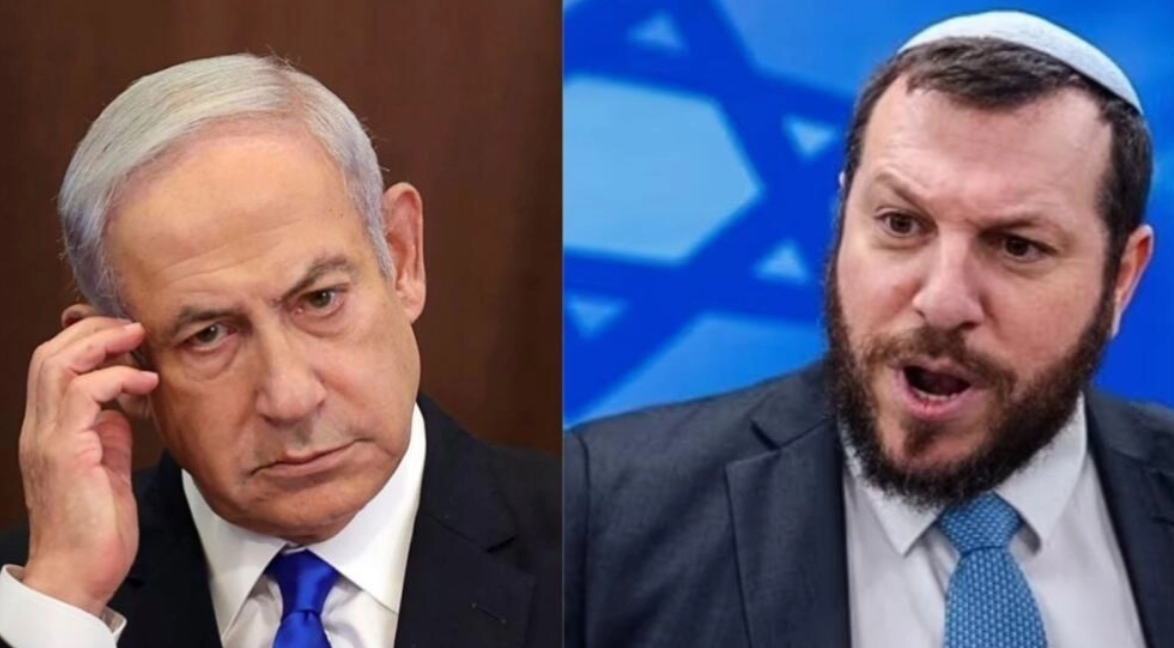 Primer ministro israelí y el polémico ministro de Patrimonio suspendido.