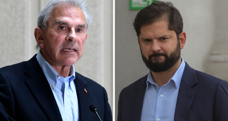 Iván Moreira a la izquierda, Gabriel Boric a la derecha, en una composición digital.