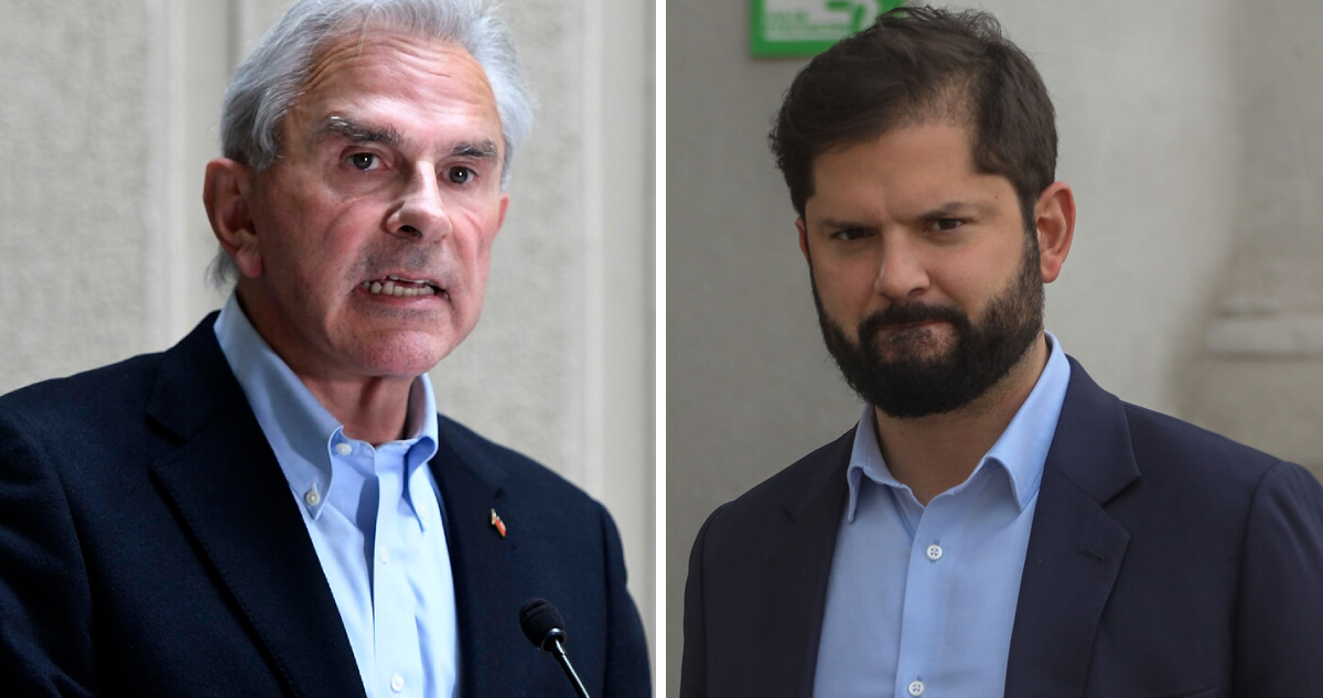 Iván Moreira a la izquierda, Gabriel Boric a la derecha, en una composición digital.