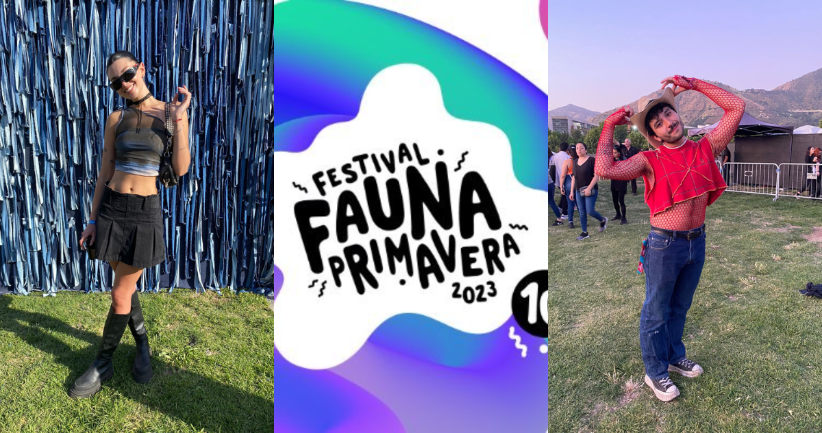 Dos asistentes al Festival Fauna Primavera con particulares atuendos