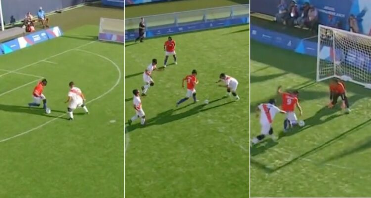 A lo Maradona el 86′: crack chileno del fútbol para ciegos se pasó a todos y marcó un golazo ante Perú