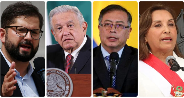 Gabriel Boric, AMLO, Gustavo Petro y Dina Boluarte