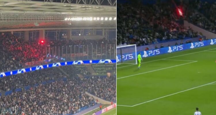 Escándalo en Champions: ultras del Benfica arrojaron bengalas encendidas a hinchas de Real Sociedad
