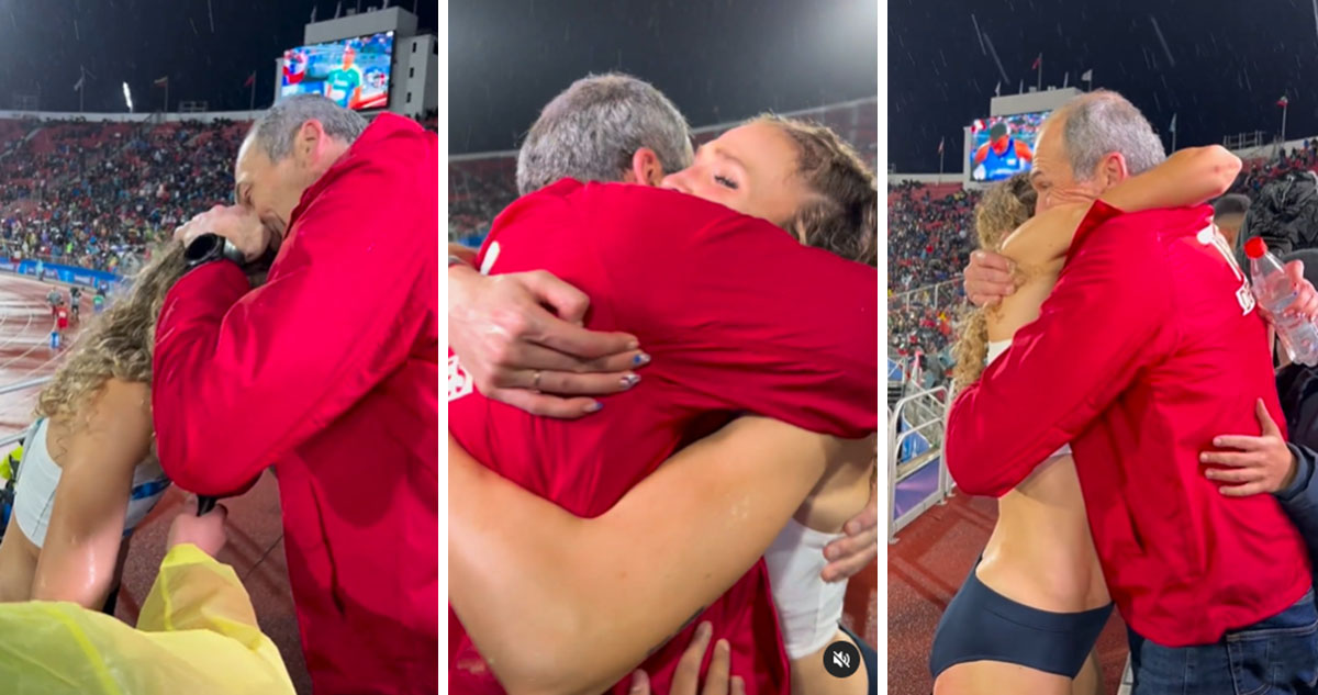 Martina Weil y su padre luego de su triunfo en Santiago 2023.