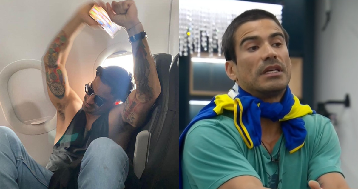 Sebastián Ramírez en avión (izquierda) y en Gran Hermano (derecha)