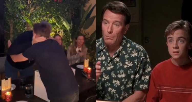 Bryan Cranston y Frankie Muniz en reciente reunión (izquierda) y en la serie “Malcom, el de en medio” (derecha)