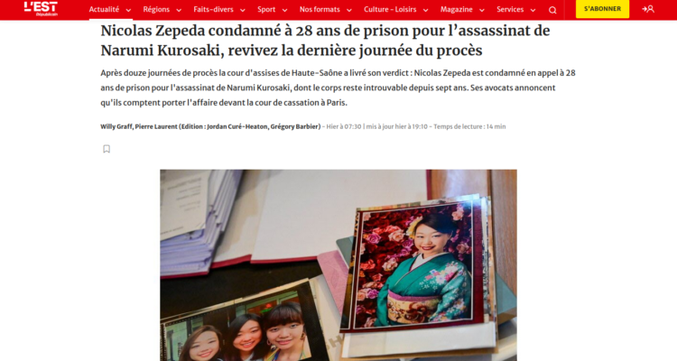  	
"Eres mía por la eternidad": la advertencia de Zepeda que destacó la prensa francesa tras su condena
