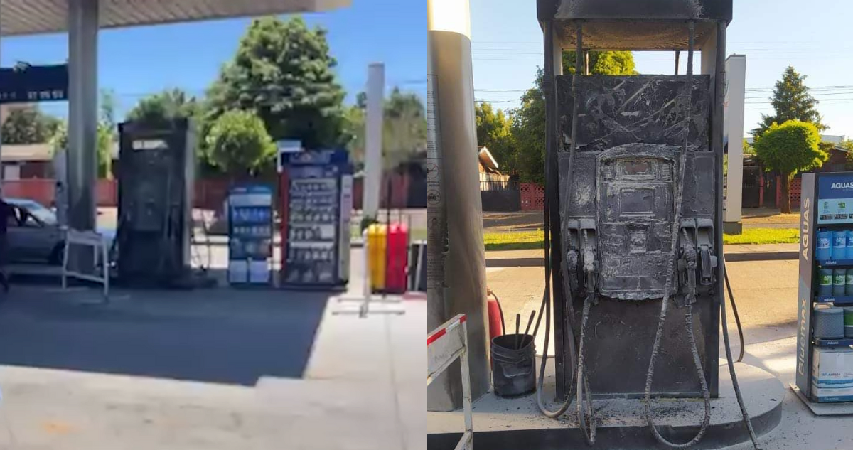 Encapuchados asaltan servicentro en Collipulli: robaron especies y quemaron dispensador de combustible
