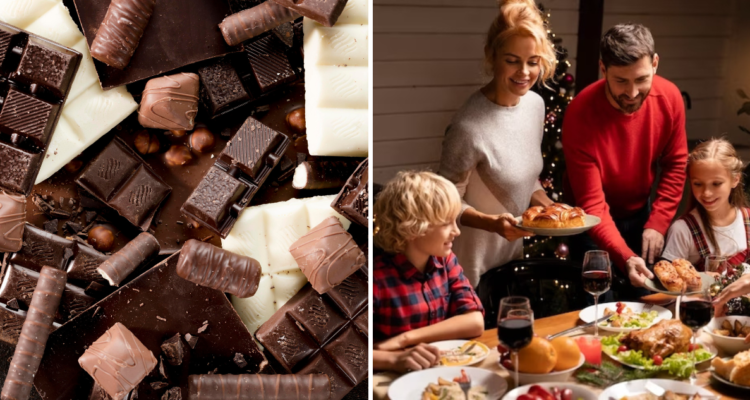 Chocolate en comida de Navidad