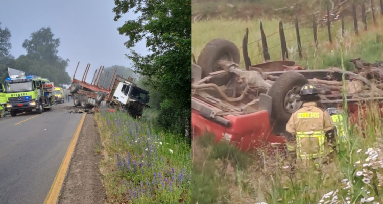 Colisión entre camión forestal y vehículo menor deja un muerto y 2 heridos en Ruta Victoria-Curacautín