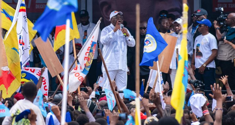 El presidente del Congo, Felix Tshisekedi, en un acto de campaña en Kinshasa