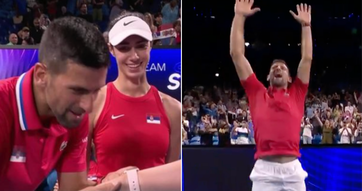 Novak Djokovic celebró la llegada del año nuevo en cancha.