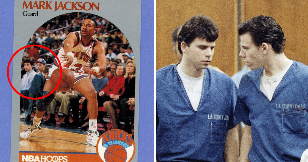 Mark Jackson jugando por los Knicks, con los hermanos Menéndez a su espalda.