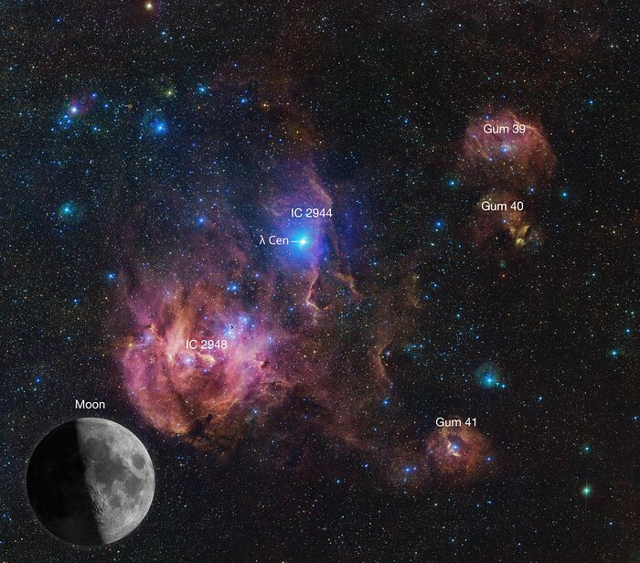 Captan desde Chile una vista inédita de la nebulosa del "Pollo Corredor" con 1.500 millones de píxeles