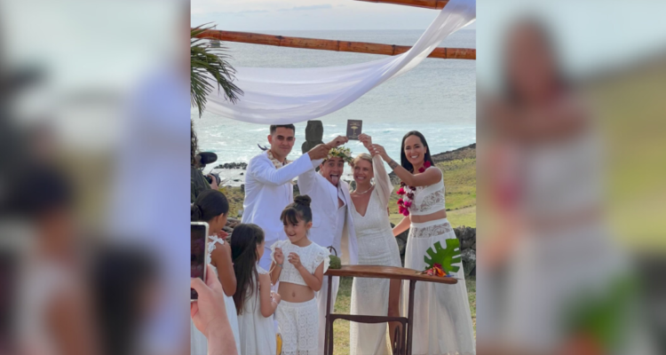 Las fotos que dejó el íntimo matrimonio de Fernando Godoy y Ornella Dalbosco en Isla de Pascua 