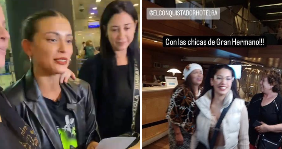 Cony Capelli, Pincoya (Jennifer Galvarini) y Scarlette, las finalistas de Gran Hermano en su llegada al aeropuerto