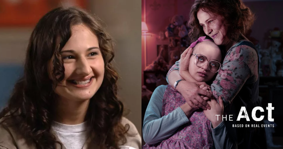 Gypsy Rose Blanchard en la actualidad (izquierda) y póster de la serie The Act, inspirada en su historia (derecha)