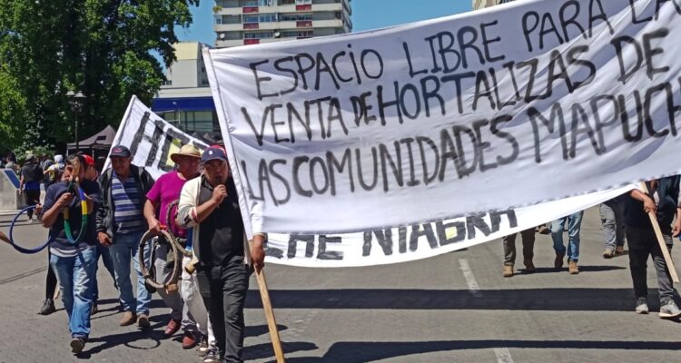 Hortaliceros protestan al exterior del municipio de Temuco