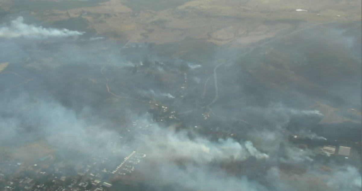 Imagen aérea de incendio en La Estrella, región de O’Higgins.