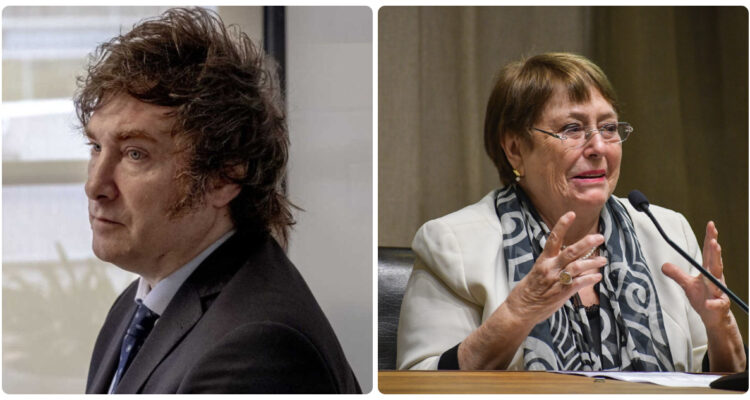 Javier Milei y Michelle Bachelet