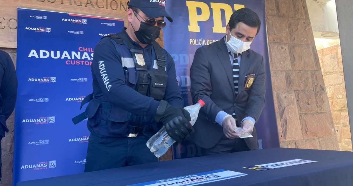 Ketamina líquida decomisada de paso Los Libertadores