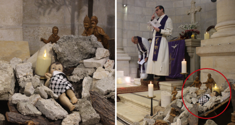 Iglesia en Belén instala pesebre con niño Jesús en medio de escombros: representa a víctimas en Gaza