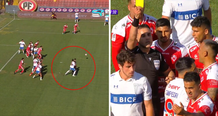 Piero Maza amonestó a Fernando Zampedri tras su choque.