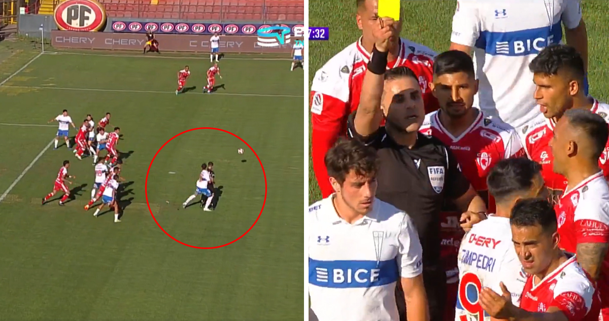 Piero Maza amonestó a Fernando Zampedri tras su choque.