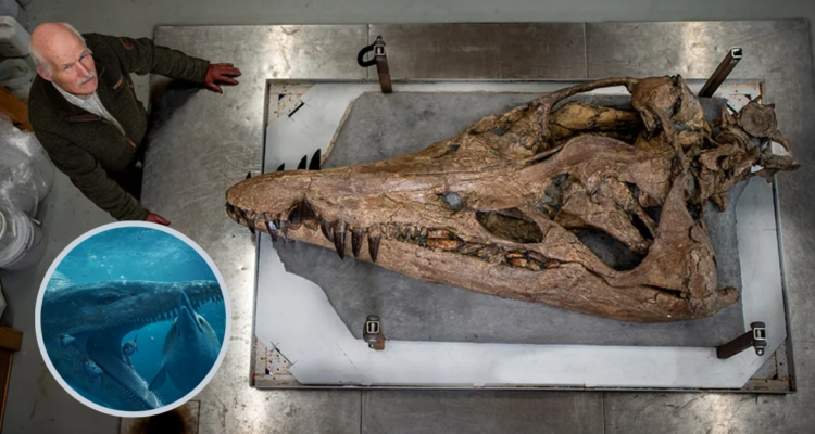 Fotografías de la BBC del fósil de Pliosaurio encontrado en un acantilado de Dorset, Reino Unido