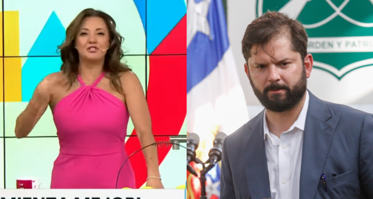 Priscilla Vargas en matinal Tu Día (izquierda) y Gabriel Boric en evento (derecha)
