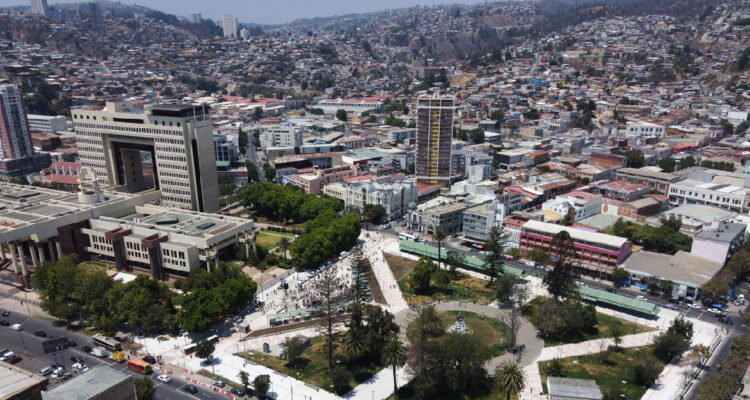 Vista aérea de la zona cercana al Congreso en Valparaíso