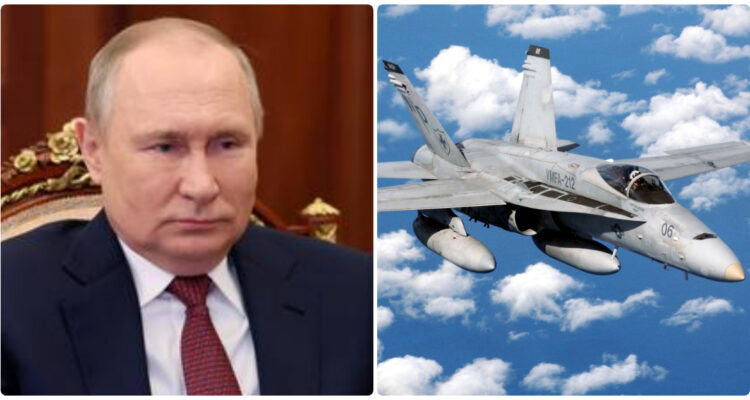 Imagen de contexto de un F-18 Hornet, avión que utiliza la Fuerza Aérea de Finlandia