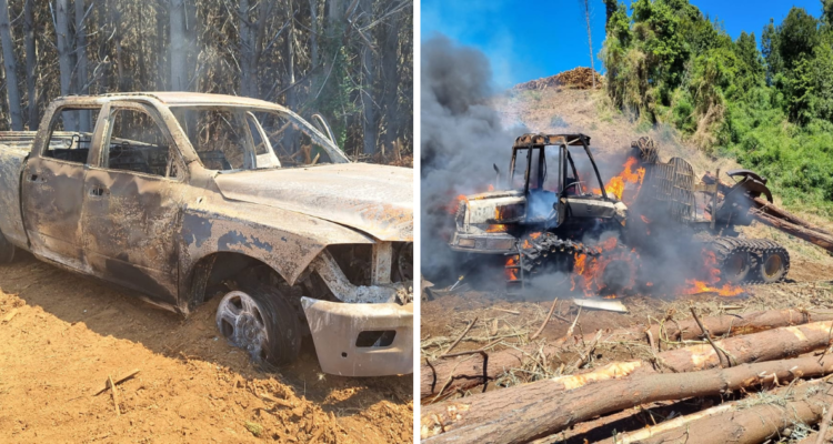 Camioneta y maquinaria quemadas en ataque incendiario en Teodoro Schmidt