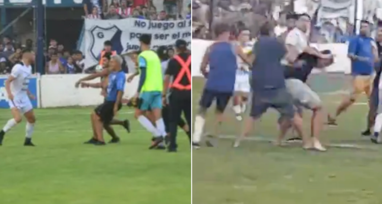 Una verdadera batalla campal entre jugadores e hinchas se produjo en el fútbol argentino.
