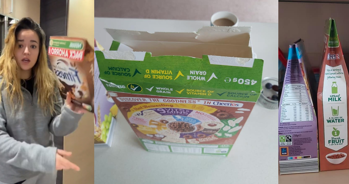 Truco para cerrar bien la caja de cereal.