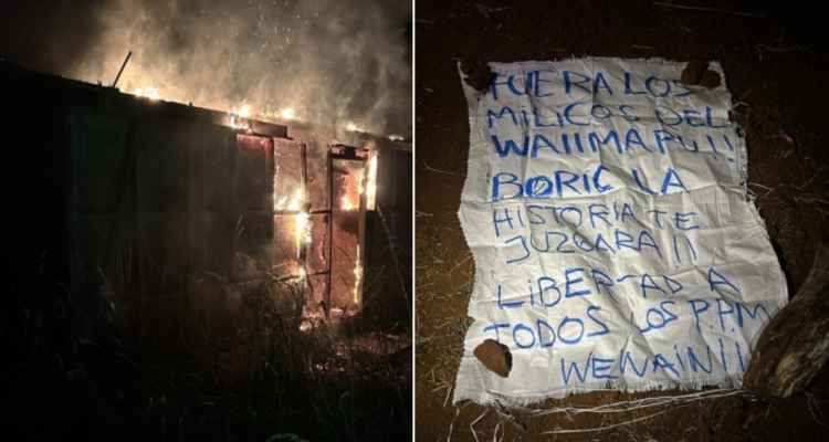 Desconocidos realizan ataques incendiarios y dejan mensaje contra Boric