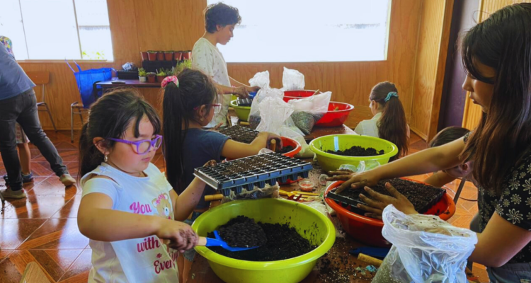 Taller gratuito “Mi Primer Jardín”: Niños y niñas de Laja se convierten en jardineros por un día