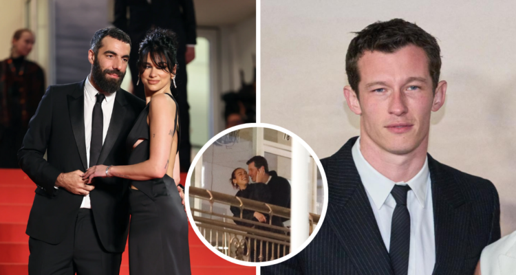 Dua Lipa junto a Romain Gravas (izquierda) y junto a Callum Turner (derecha)