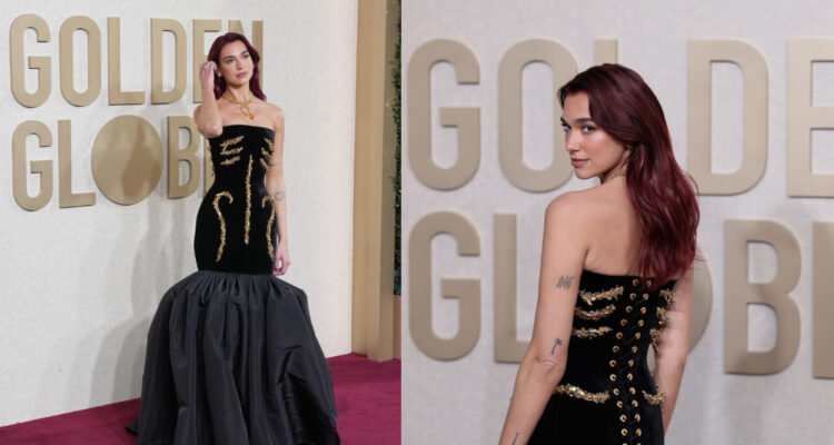 Dua Lipa y su vestido Schiaparelli en los Globos de Oro.