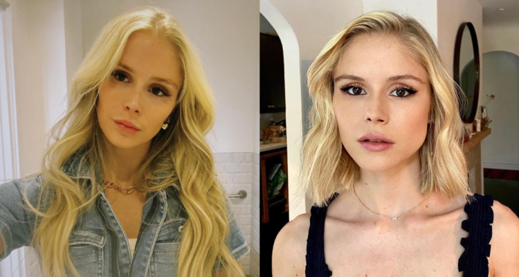 Erin Moriarty después del cambio físico (izquierda) y antes del cambio (derecha)