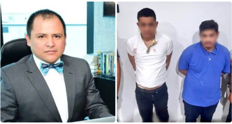 El fiscal César Suárez y los detenidos por el crimen