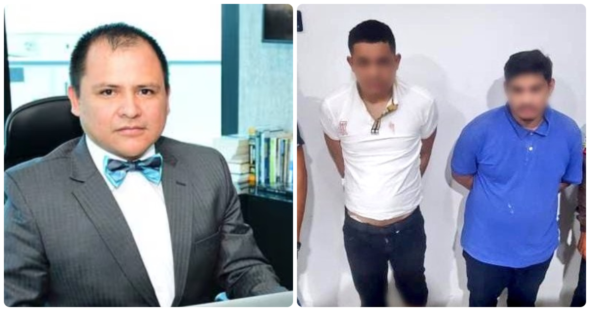 El fiscal César Suárez y los detenidos por el crimen