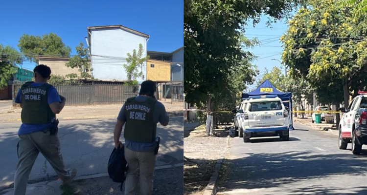 Policías trabajando en los lugares de los homicidios registrados en la Región Metropolitana